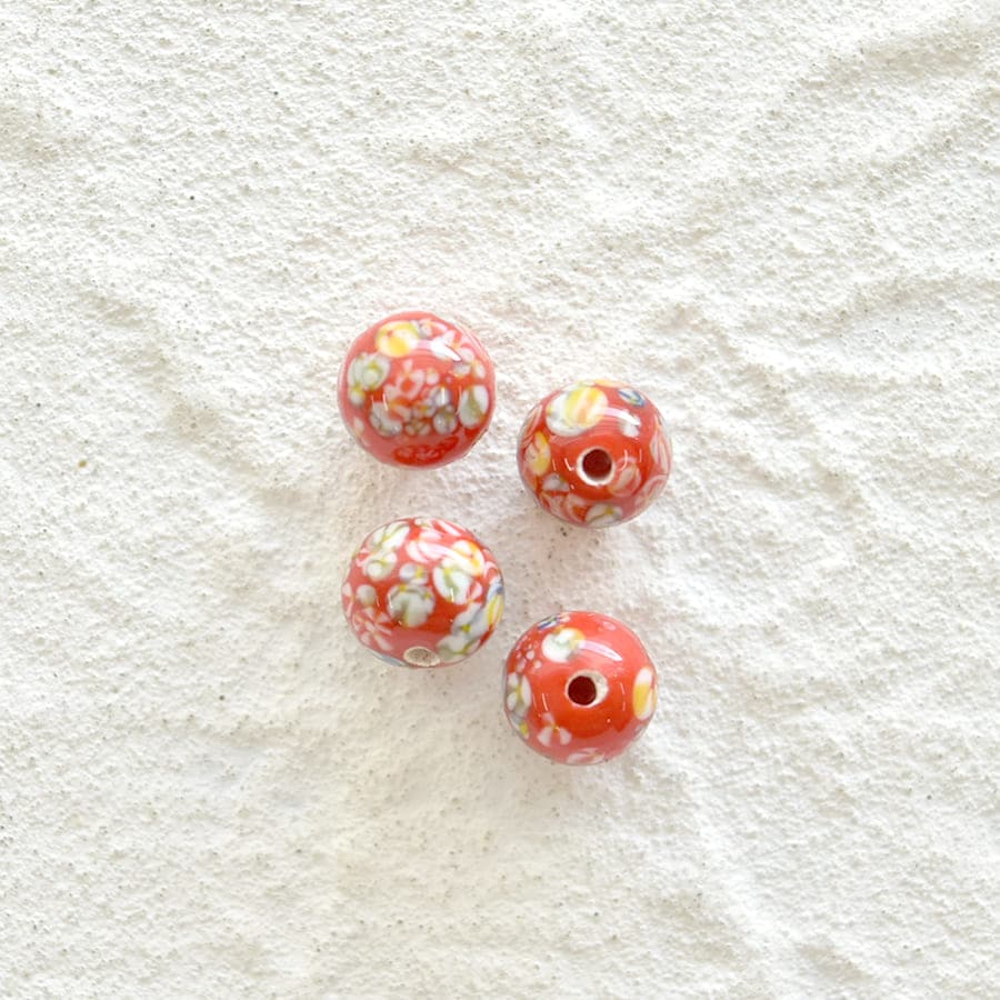 トンボ玉 ラウンド 約6mm レッド 手芸 ハンドメイド 材料 アクセサリー パーツ チェコビーズ ガラスビーズ ビーズ|ファイアポリッシュラウンド|チェコビーズ