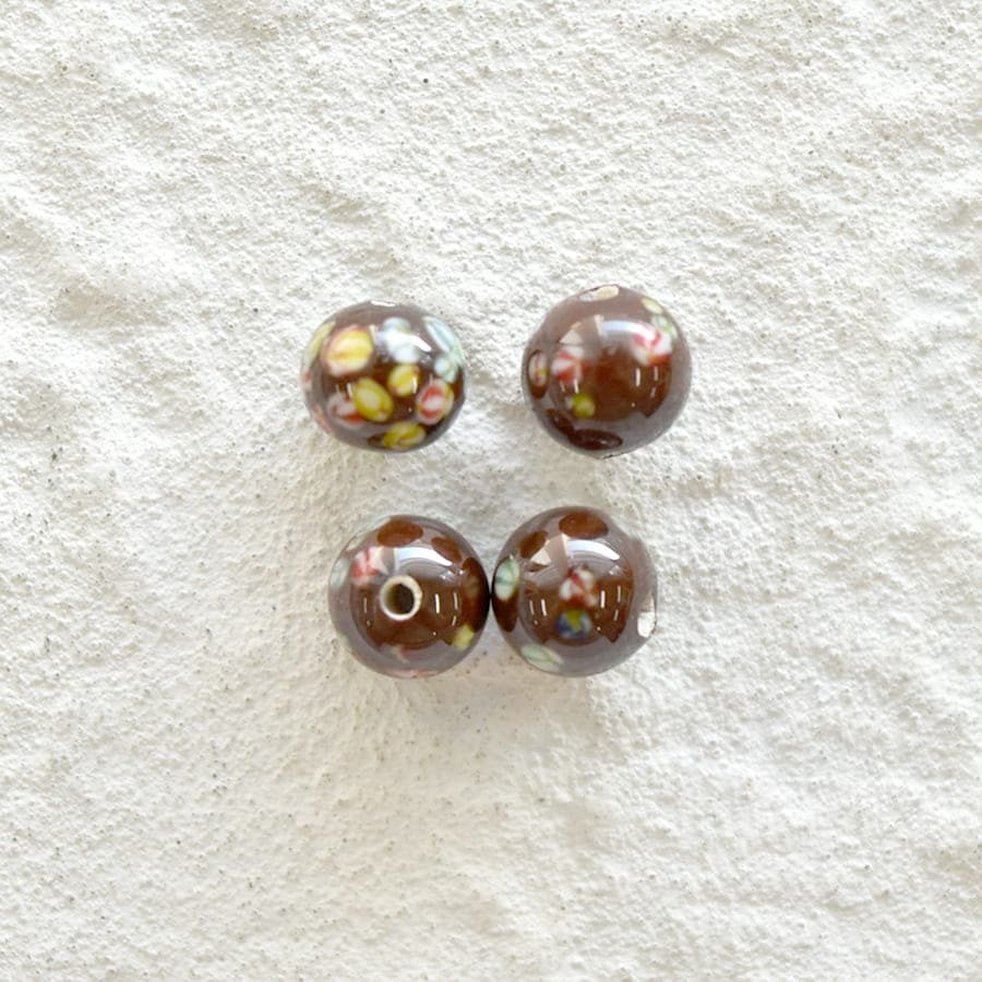 トンボ玉　ラウンド　約6mm　ブラウン|新商品|アクセサリー