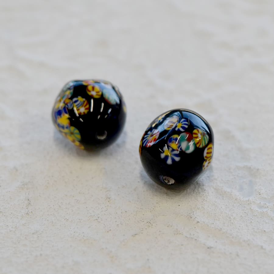 トンボ玉 バロック 約12.5×14.0mm ブラック 手芸 ハンドメイド 材料 アクセサリー パーツ チェコビーズ ガラスビーズ ビーズ