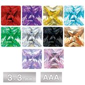 キュービックジルコニア スクエア AAA 3×3mm 全10色 5個/100個 パーツ アクセサリー ストーン ハンドメイド|スクエア|ジルコニア