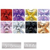 キュービックジルコニア スクエア AAA 5×5mm 全8色 50個 パーツ アクセサリー ストーン ハンドメイド|スクエア|ジルコニア