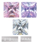 キュービックジルコニア スクエア AAA 8×8mm 全3色 50個 パーツ アクセサリー ストーン ハンドメイド|スクエア|ジルコニア