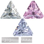 キュービックジルコニア トライアングル AAA 3×3mm 全3色 50個 パーツ アクセサリー ストーン ハンドメイド|トライアングル|ジルコニア