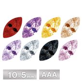 キュービックジルコニア マーキス AAA 10×5mm 全8色 1個/50個 パーツ アクセサリー ストーン ハンドメイド|マーキス|ジルコニア