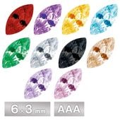 キュービックジルコニア マーキス AAA 6×3mm 全10色 5個/100個 パーツ アクセサリー ストーン ハンドメイド|マーキス|ジルコニア