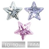 キュービックジルコニア スター AAA 10×10mm 全3色 1個/50個 パーツ アクセサリー ストーン ハンドメイド|スター|ジルコニア
