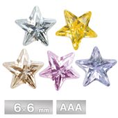 キュービックジルコニア スター AAA 6×6mm 全5色 2個/50個 パーツ アクセサリー ストーン ハンドメイド|スター|ジルコニア