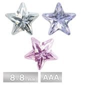 キュービックジルコニア スター AAA 8×8mm 全3色 1個/50個 パーツ アクセサリー ストーン ハンドメイド|スター|ジルコニア