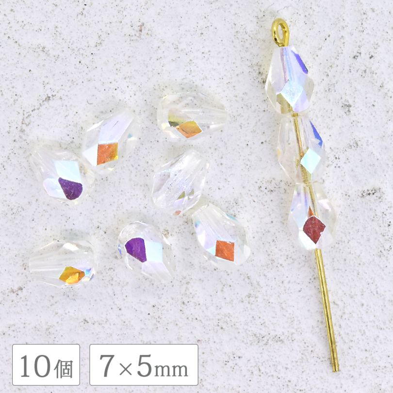 大人気 チェコビーズ FP ドロップ 7×5mm 10個 クリスタルAB しずく