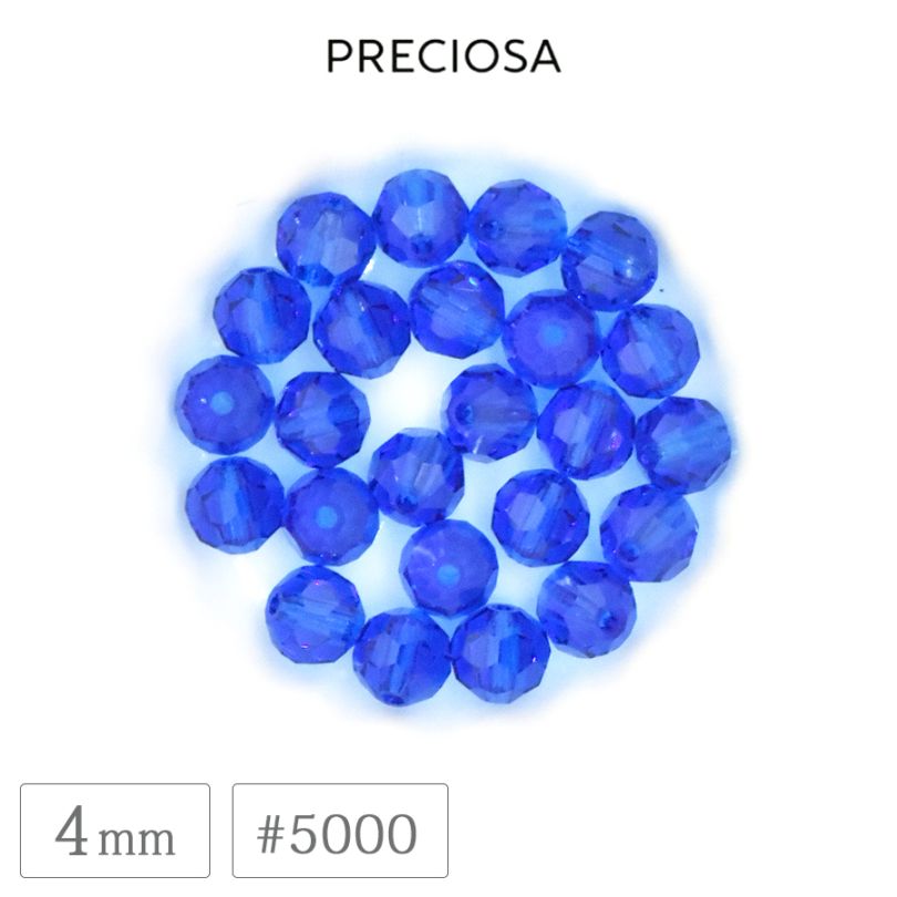�ץ쥷���� #5000 �ӡ��� 4mm ���ץ�֥롼 �����䥫�å� �饦��� ���ꥹ���� ���饹 PRECIOSA ������ �ѡ��� �ϥ�ɥᥤ�� ��� ���������꡼
