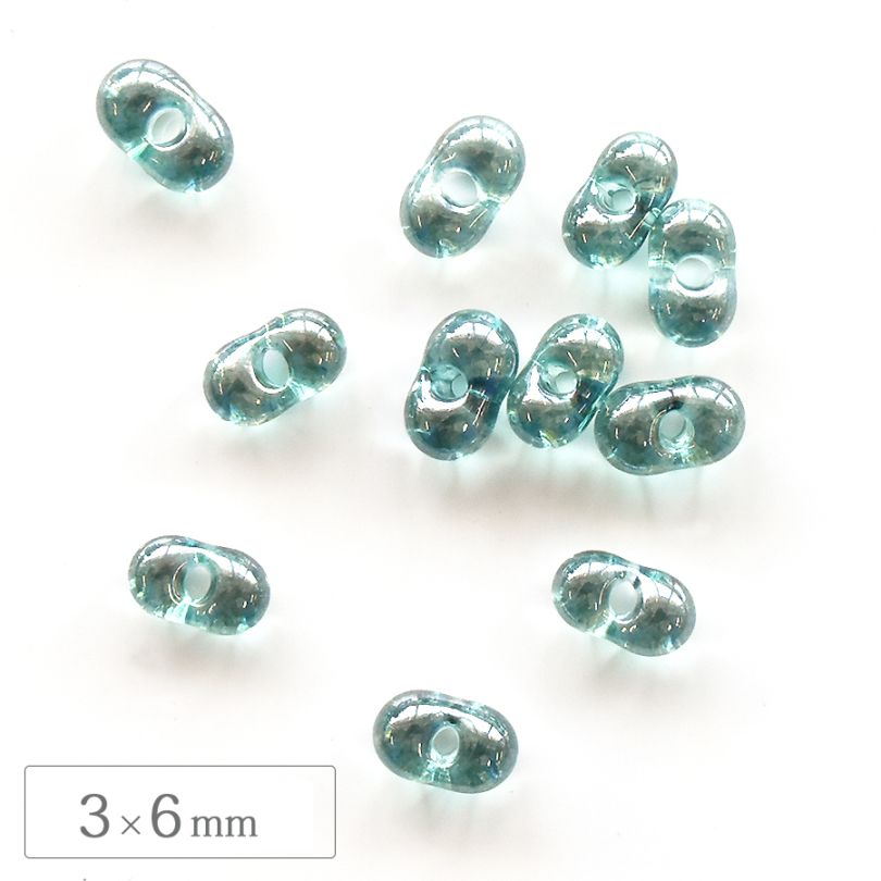 大人気 チェコビーズ ファルファーレ 3×6mm グリーンラスター シード
