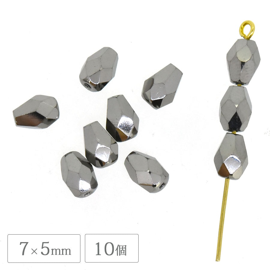 大人気 チェコビーズ FP ドロップ 7×5mm 10個 メタリックシルバー