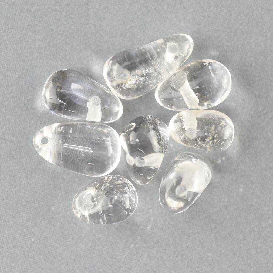 大人気 半貴石 水晶 ドロップ 天然石 5～7個 透明系 クリア 約5×3～8