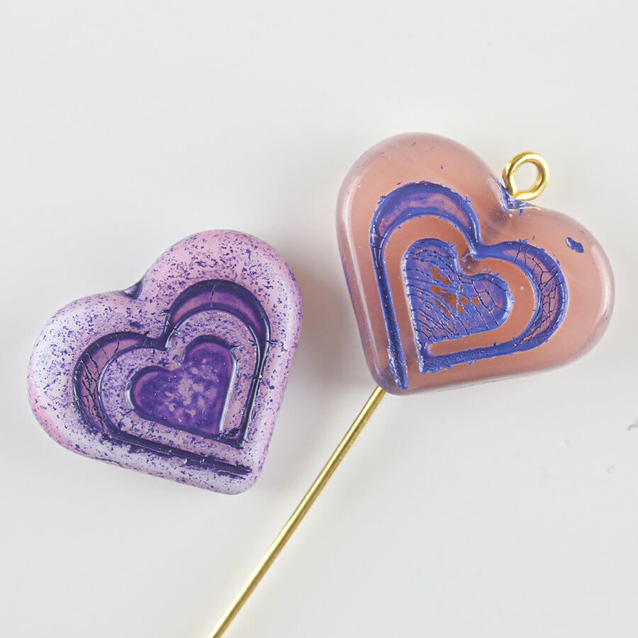 大人気 【ビーズ パーツ チェコビーズ ハート イン ハートビーズ