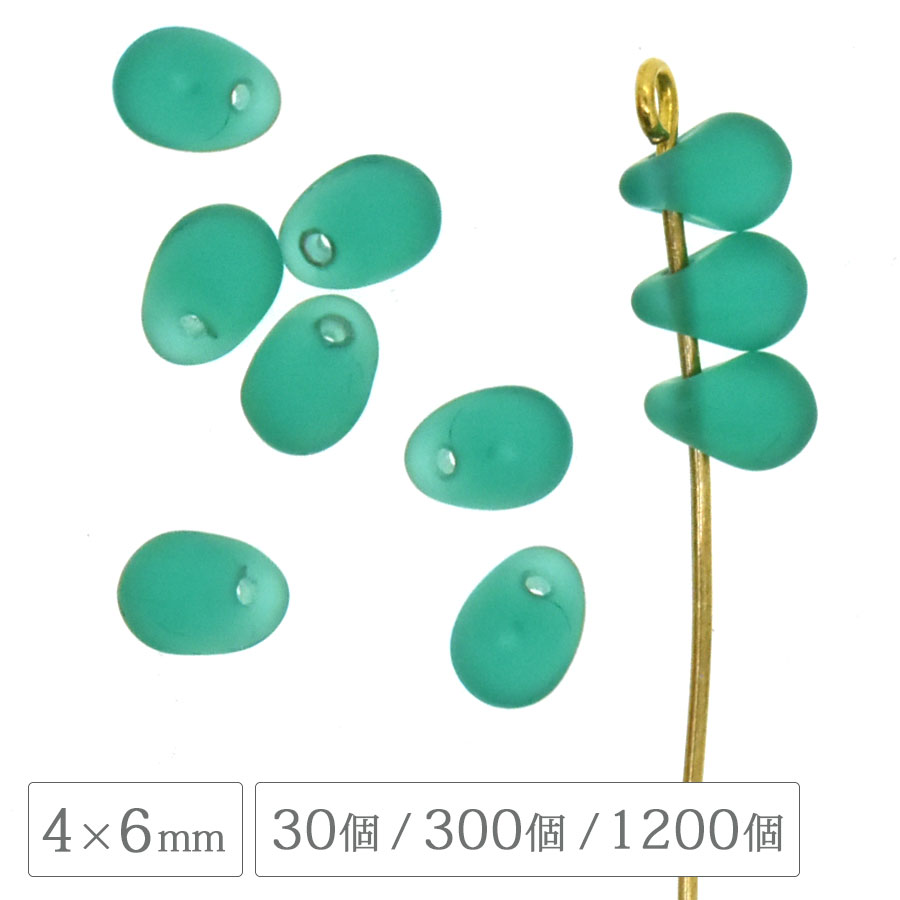 大人気 チェコビーズ PB ドロップ 4×6mm 30個/300個/1200個 エメラルド