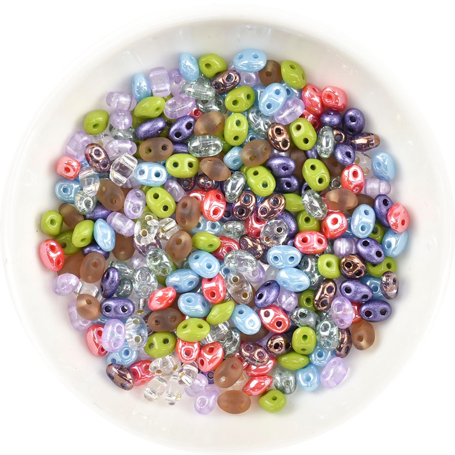 大人気 チェコビーズ ツインホール アソート セット 90g 約3×5mm