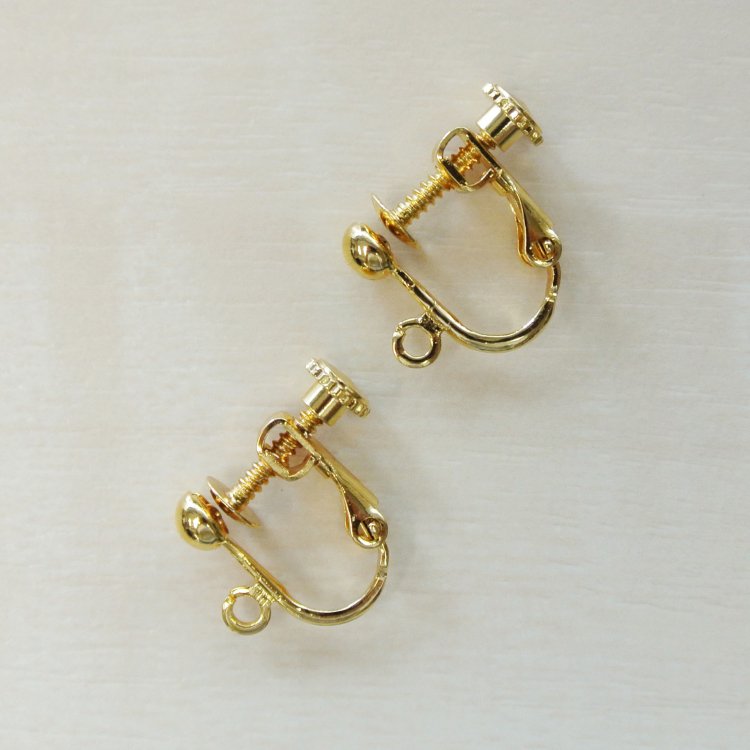 大人気 イヤリング ネジバネ玉ブラ小 ゴールド【金具・チェーン