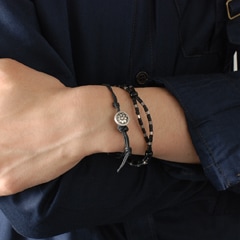 ハンドメイド ブラッククリアビーズブレスレット ハンドメイド ビーズブレスレット クリアベビーピンク×ブラック 大人