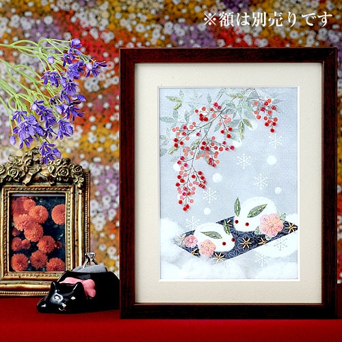 ビーズファクトリー ～Beads Decor～雪うさぎと南天 ※額は別売り BHD