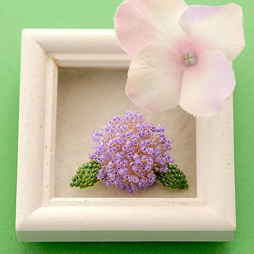 Hydrangea 紫陽花ブローチ パープル OT-087PU 【作家：青木恵理（Blue