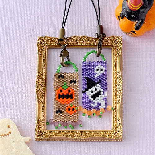 [専用　こり様]刺繍 チャーム ストラップ ビーズ ハロウィン キジトラ 専用 こり様]刺繍 チャーム ストラップ ビーズ ハロウィン キジトラ