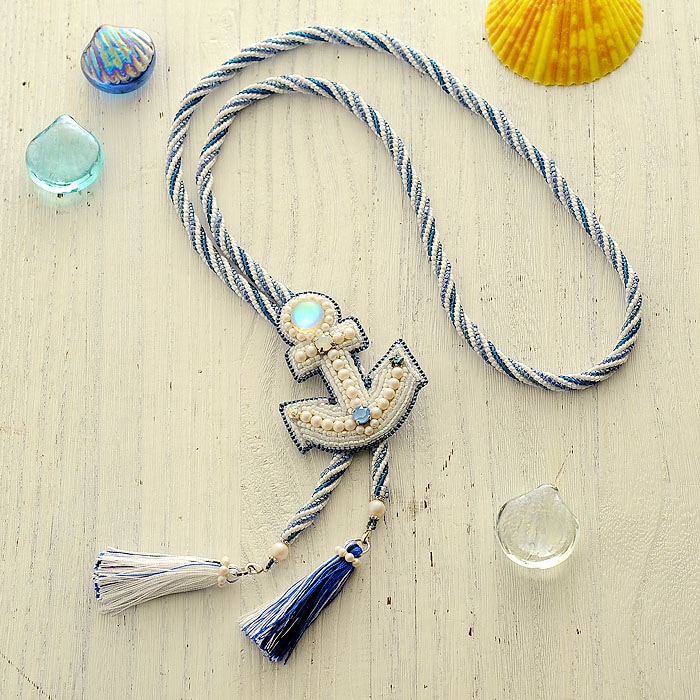 海風～ブローチ＆ネックレス～ 【ビーズ 刺繍】 【作家：しのはらみわ