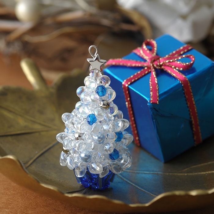 ぷっくりガラスのクリスマスツリー ホワイト 【作家：ちばのぶよ