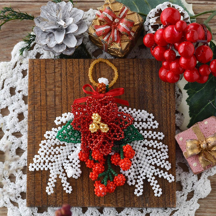 ☆11/26 再入荷☆ ビーズスワッグ～12月・ポインセチア 【ビーズマニア