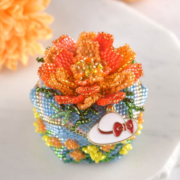 ☆9/26 再入荷☆ ペヨーテステッチで編むBOX～マリーゴールド～ 【作家