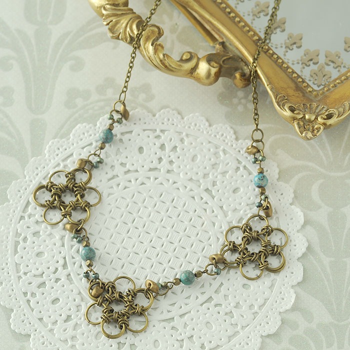 チェインメイル・ジャパニーズフラワーのネックレス 【作家：渡辺七重