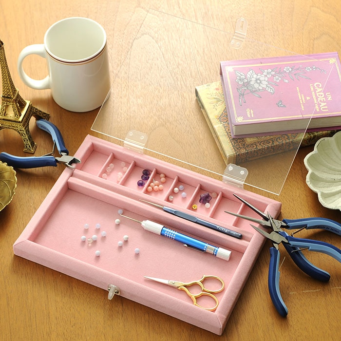 ビーズ作業トレイ（アクリル蓋付き）ピンク | アイテムで探す,工具