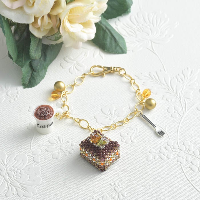 ☆12/8 再入荷☆ ペヨーテステッチで編むバッグチャーム～ショコラ