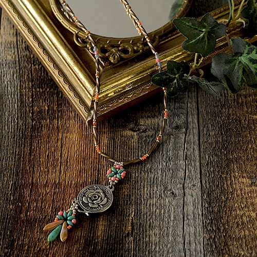 キット】薔薇のエスニック調ネックレス 【作家：菊島美奈子（angelica