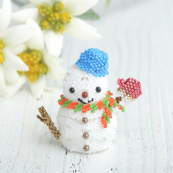 ☆9/5 再入荷☆ ペヨーテステッチで編むBOX～雪だるま～ 【作家