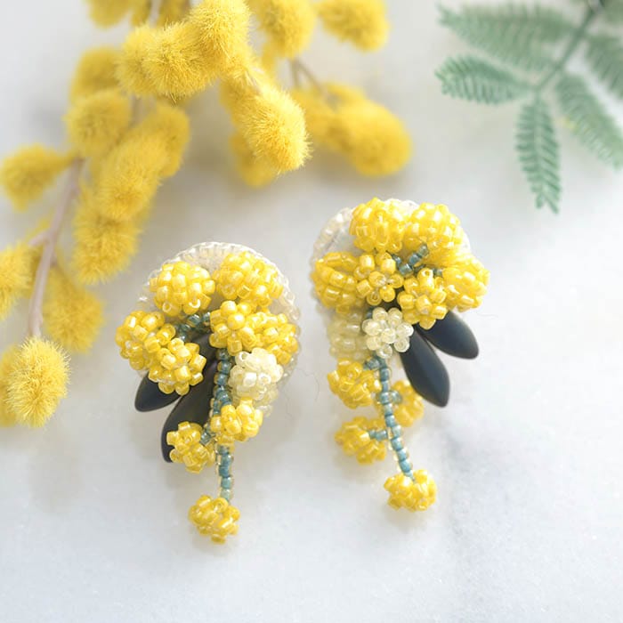 ニュクス、イザイザ、フレミアデッキセット パーツ付き ミモザイヤリング or ミモザピアス 【作家：大槻友美（brilliant