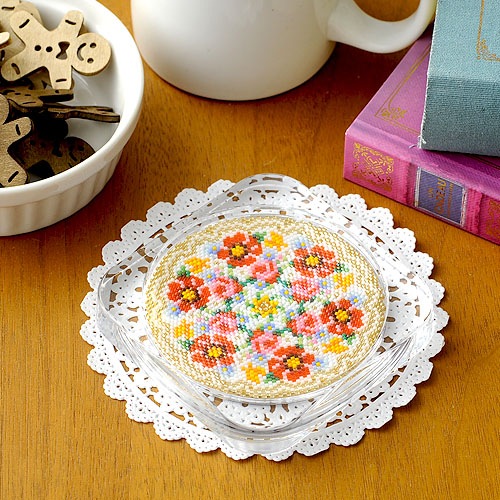 ステッチコースター～ポピーと薔薇～ 【ビーズマニア】 | アイテムで
