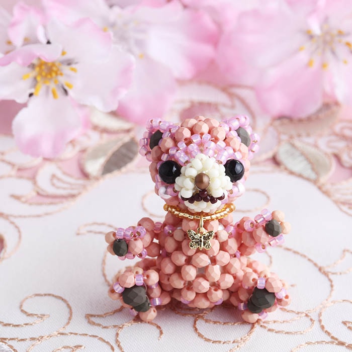 【美品】カールヘルム　テディベア刺繍ベスト　裏地総柄　クマ　熊　ピンク 美品】カールヘルム テディベア刺繍ベスト 裏地総柄 クマ 熊 ピンク
