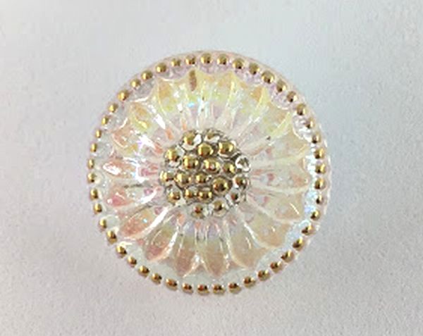 チェコ ガラスボタン 18mm〈サンフラワー〉クリスタルAB/007 1個
