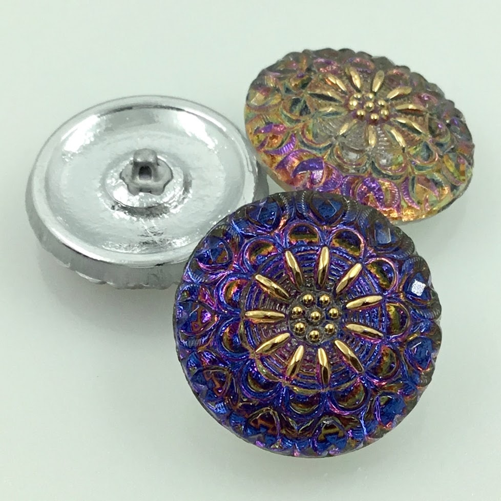 チェコ ガラスボタン 27mm〈クラウン〉ボルケーノ/GD/098 1個