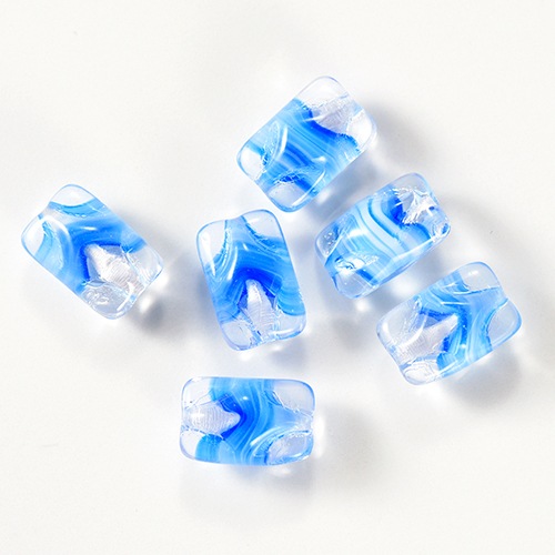在庫限り】チェコビーズ/フィルムカット 約12×7mmクリア/ブルー