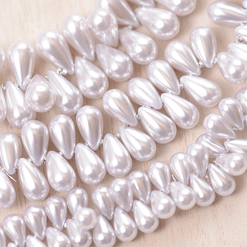 国産アクリルパール ドロップ横穴 ライトシルバー【在庫限り/しずく型