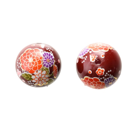 転写ビーズ ラウンド/ワイン 菊【在庫限り/アクリルビーズ