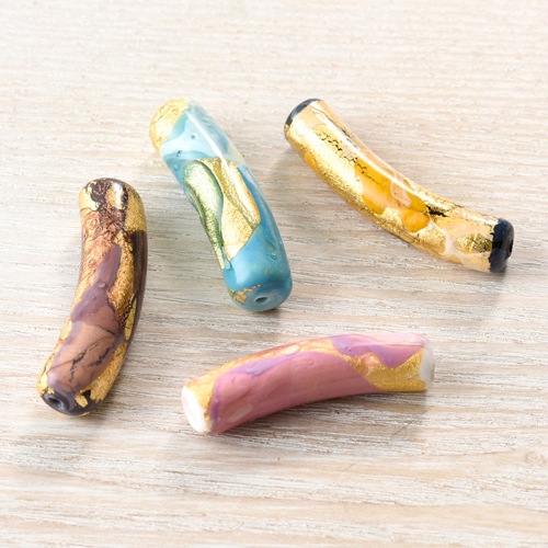 在庫限り】ヴェネチアンビーズ/オロロット マカロニ 40×11mmブルー