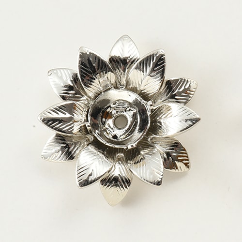 ハンドメイド シルバー 花モチーフ アクセサリーセット　 Ｘー4点 カレンシルバー フラワー型チャーム10×10×8mm 1個 - 天然石ビーズ
