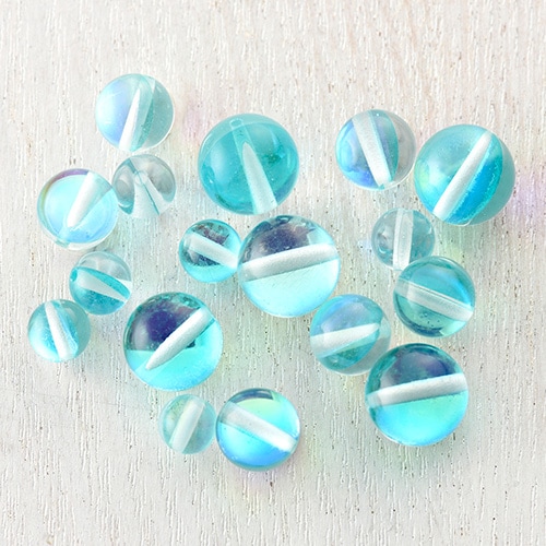 ルナフラッシュ/ラウンド アクアマリン | ・ガラスビーズ,ルナ