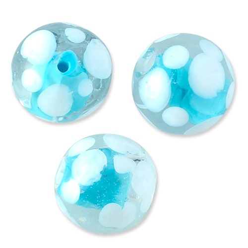 限定品】トンボ玉/ラウンド 水玉模様 15mmブルー | ・ガラス