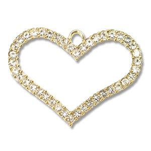 チャーム ラインストーン/ハート ゴールド 26×34mm | ・チャーム