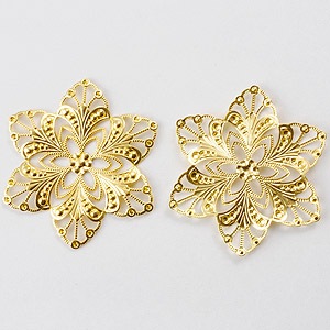 スカシパーツ/6弁花 60mmゴールド | ・メタルビーズ・パーツ,スカシ