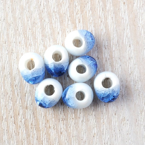在庫限り】陶器ビーズ/たまご 6.5×8mmブルー | ・その他のビーズ,陶器