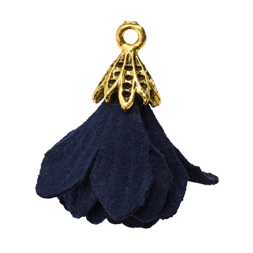 イエロー バーフラワータッセルピアス ハンドメイド スタッド 